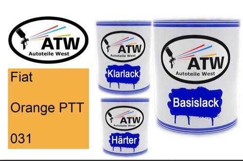 Fiat, Orange PTT, 031: 1L Lackdose + 1L Klarlack + 500ml Härter - Set, von ATW Autoteile West.